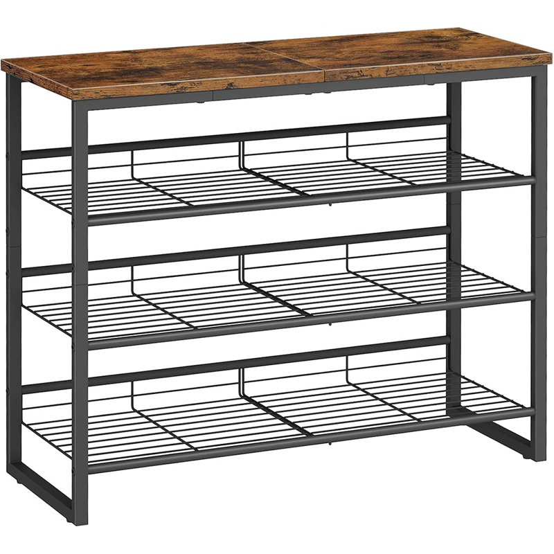 Hoe Rack, 4 Tier Shoe Organizer, Adjustable Shoe Shelves, Flat Or Slanted, Holds 9-12 Pairs, Stable And Durable For Entryway