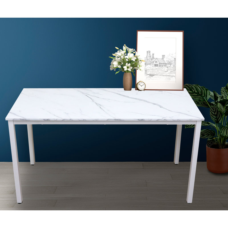 Bureau d'écriture, Plateau en grain de marbre blanc / cadre blanc