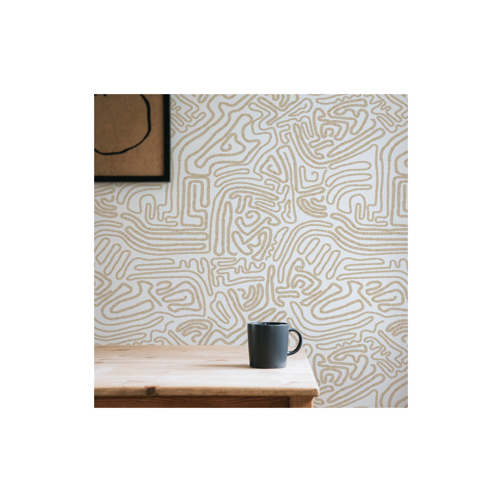 Sketch Peel and Stick Wallpaper, Beige
