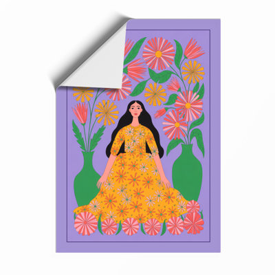 Woman Among Flowers Boho - Framed Print
