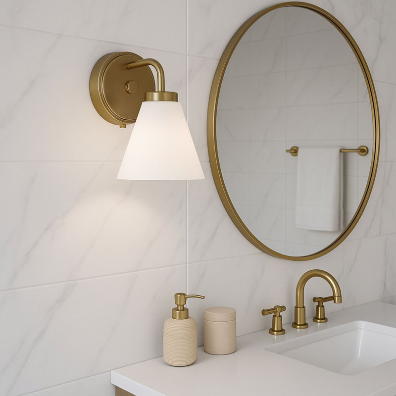 Wynridge Plug & Play 1-Light Wall Sconce in Transitional and Modern Style-9.25 Inches Tall and 6 Inches Wide, Satin Brass