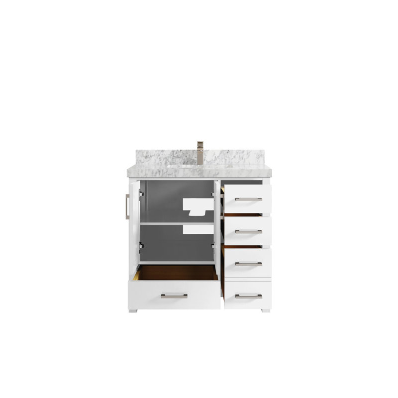 Ensemble de meuble-lavabo simple 36 po Malibu, Marbre de Carrare