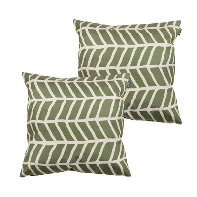 Abstract Print Indoor-Outdoor Cushions, Khaki Green
