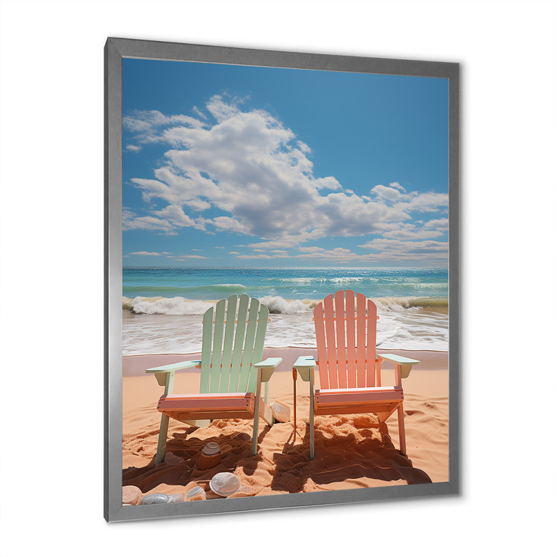 Nautique et plage, art mural sur toile, H 40 po x l 30 po x P 1,5 po, Cadre photo argenté