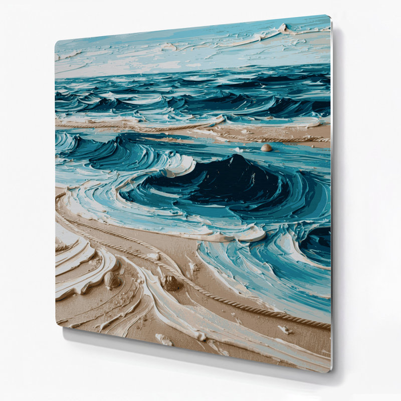 Art mural nautique bleu marine et vert sable, H 12 po x l 12 po