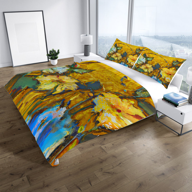 Duvet Cover, King Duvet Cover + 2 King Shams, Yellow/Green/Blue