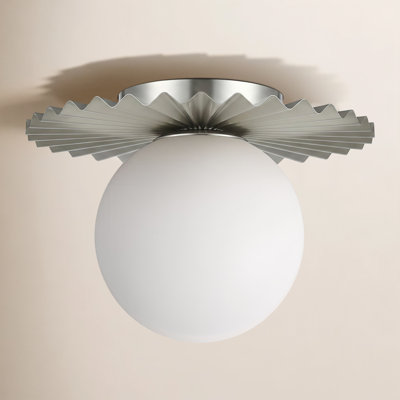Abbey 9.8" 1- Light Brushed Nickel Modern Globe Glass Flush Mount Lighting Fixture For Living Room/Bedroom/Corridors