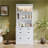 83.4"Tall Bookshelf &Writting Desk Suite,Modern Bookcase Suite with LED Lighting, Drawers,Study Desk and Open Shelves,2-Piece Set Storage Bookshelf for Living Room,Home Office,Study room,White