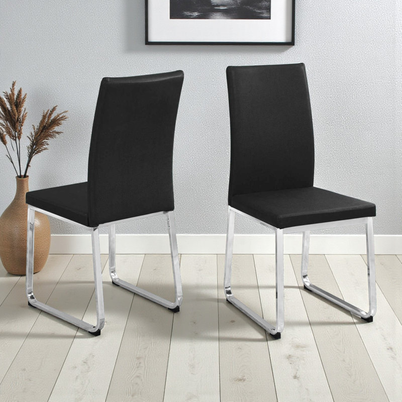 Pieds en métal Magda et structure en cuir avec deux chaises, H 38,21 po x l 16,8 po x P 16,53 po