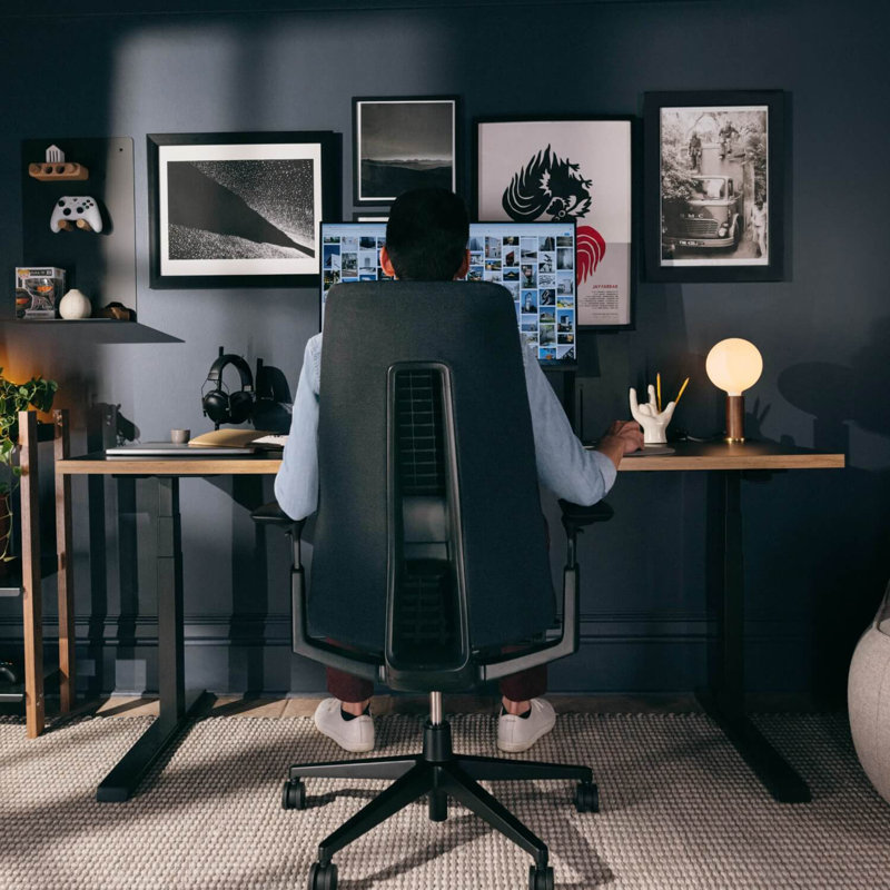 Haworth Fern Digital Knit Task Chair, Yes, Charcoal Black