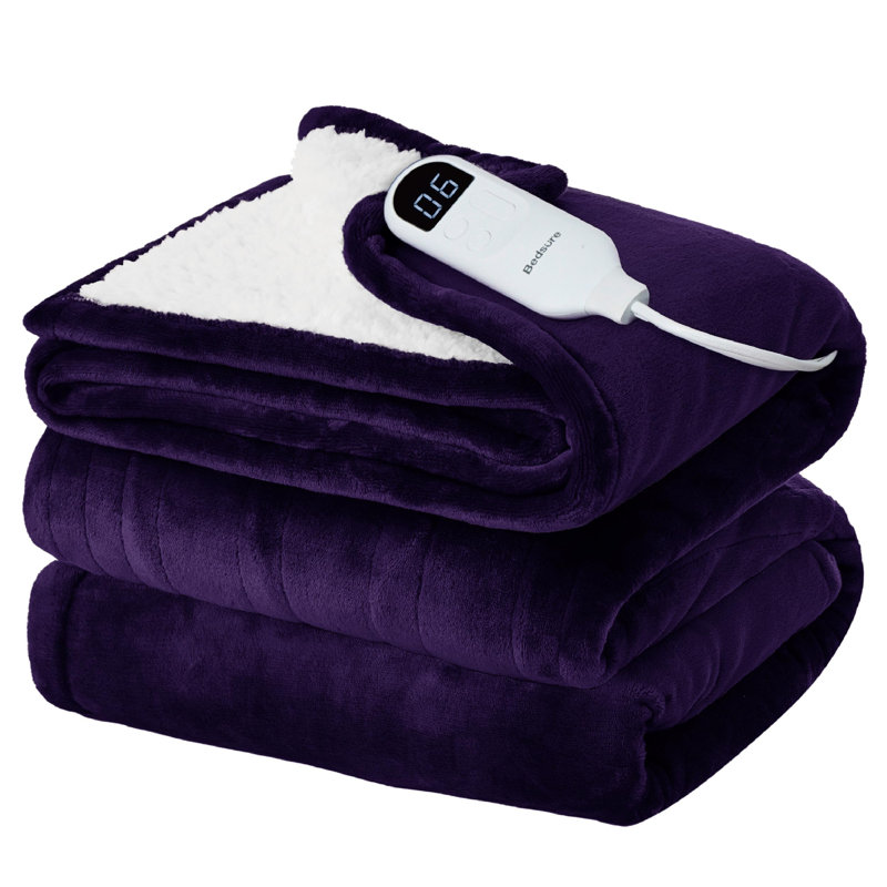 Couverture chauffante pour l'hiver, couverture électrique en flanelle douce avec 4 réglages de temps, 6 réglages de chauffage