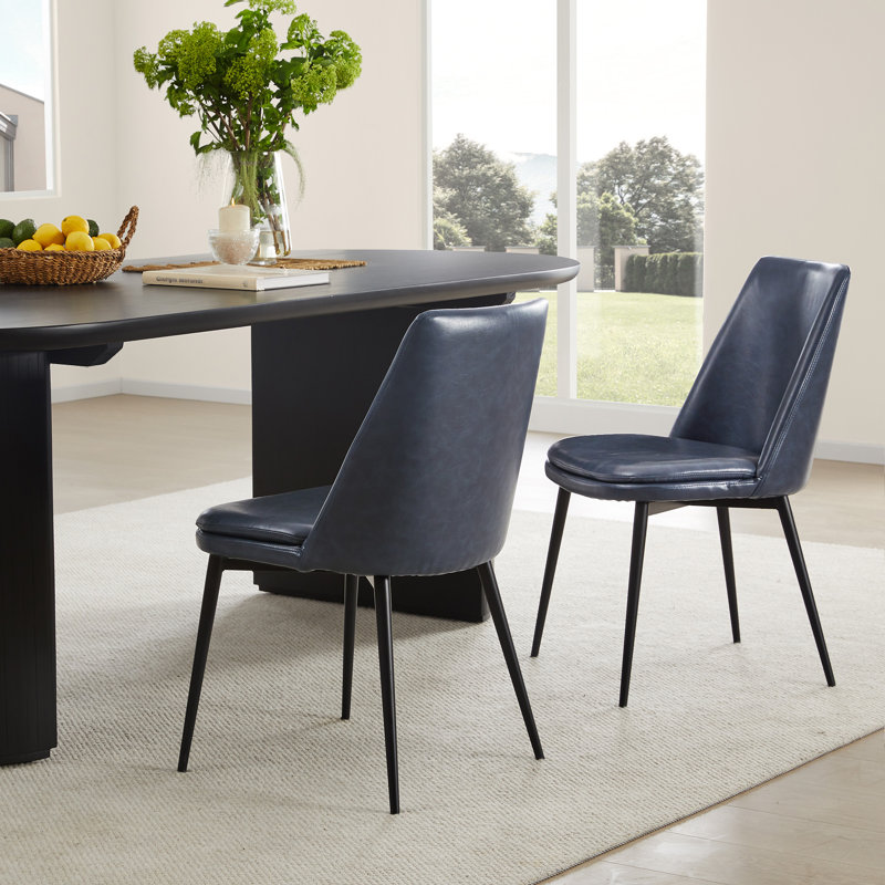 Chaise parsons rembourrée Betzalel, Bleu marine
