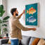 Fish in Symmetry Modern - Wrapped Canvas-779409703-779409705