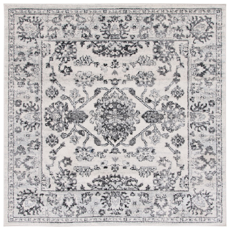Tapis ivoire / noir Tulum 283, Carré 6 pi 7 po