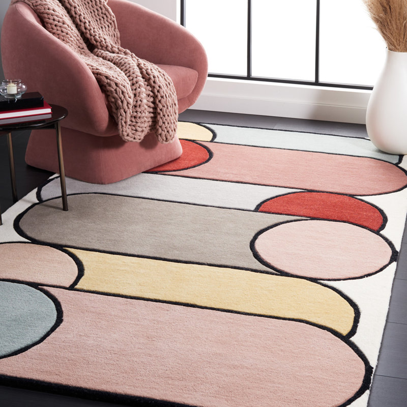 Tapis abstrait en laine touffeté à la main Chao, Rectangle 8 pi x 10 pi