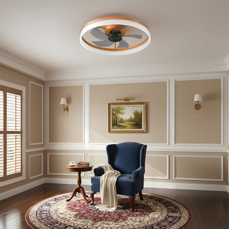 Ceiling Fans With Lights Dimmable LED Embedded Installation Of Thin Modern Ceiling Fans(Orange), Orange