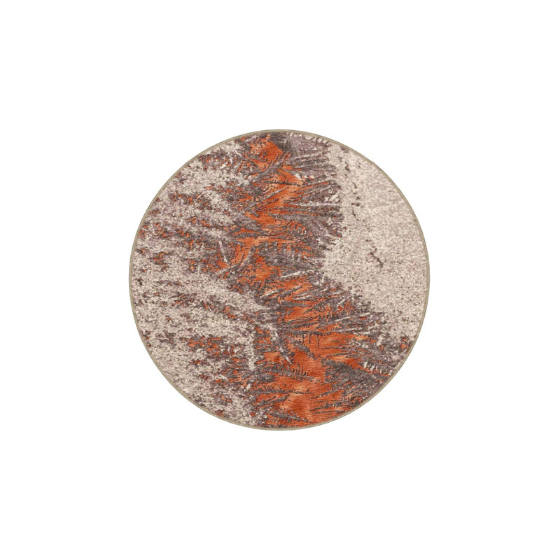 Orange Colorful Split Patterned Decorative Washable Rug, Rectangle 3'3" x 4'11" Rug Pad Included