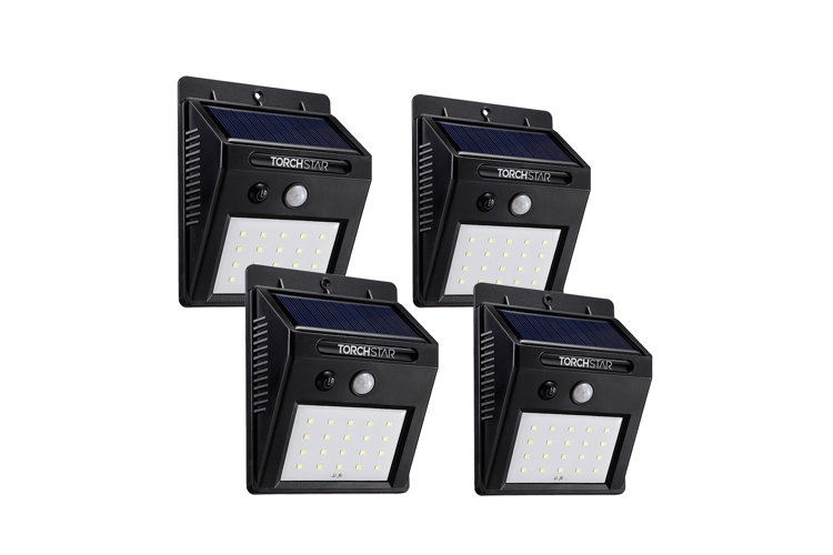 Solar Motion Sensor Lights IP65 Waterproof Outdoor Wall Lighting 6500K Pure White for Driveway Patio (Set of 4)