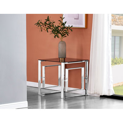  Kolby 21.5" Glass Top Square End Table