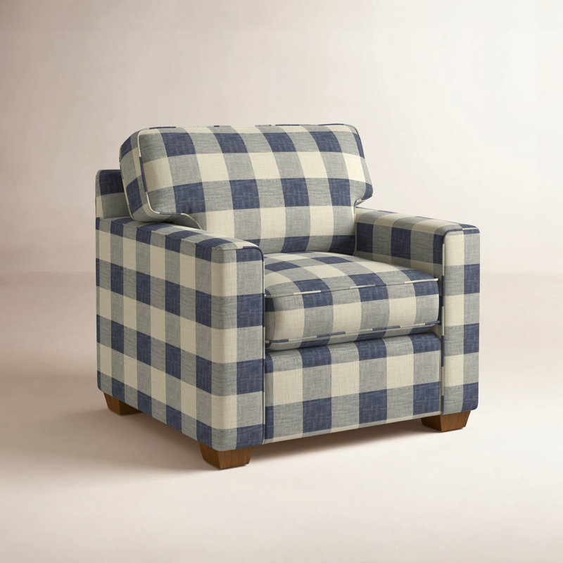 Frye Upholstered Accent Chair, Havana Finish, Vanilla Crypton Performance; 0822-91