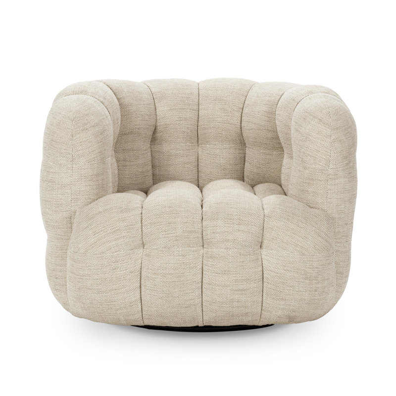 Walter Swivel Barrel Chair, Beige Polyester Blend