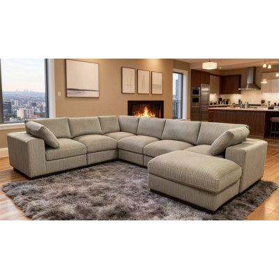 Canapé modulaire réversible de large de 138 po avec repose-pieds Amy-Grace