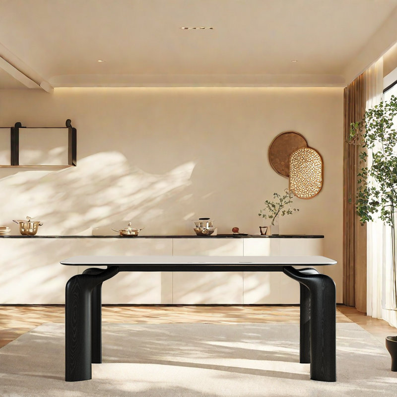 Dorithy Ash Solid Wood Base Dining Table, 29.52"H x 62.99"L x 31.49"W