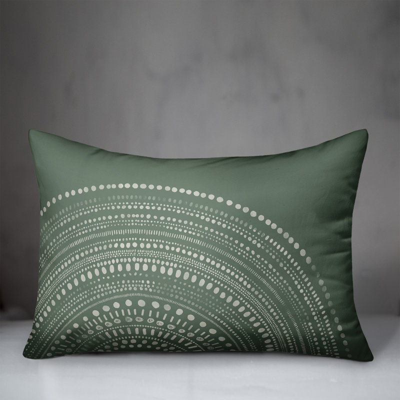 Housse et insert de coussin rectangulaire pour l'extérieur Circle Dot, Vert, Géométrique 1