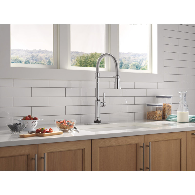 Renaldi Touchless Pro Style Commercial Kitchen Faucet with Touch Technology Brushed Nickel, Lumicoat Arctic Stainless