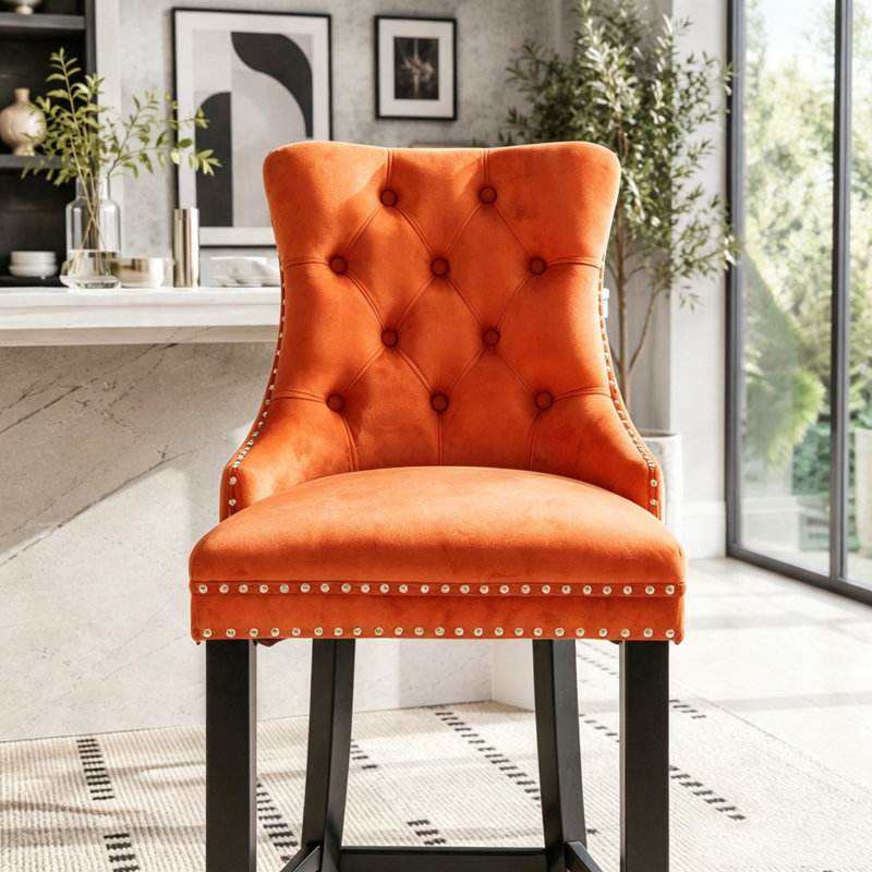 Chaise de salle à manger rembourrée moderne, Orange