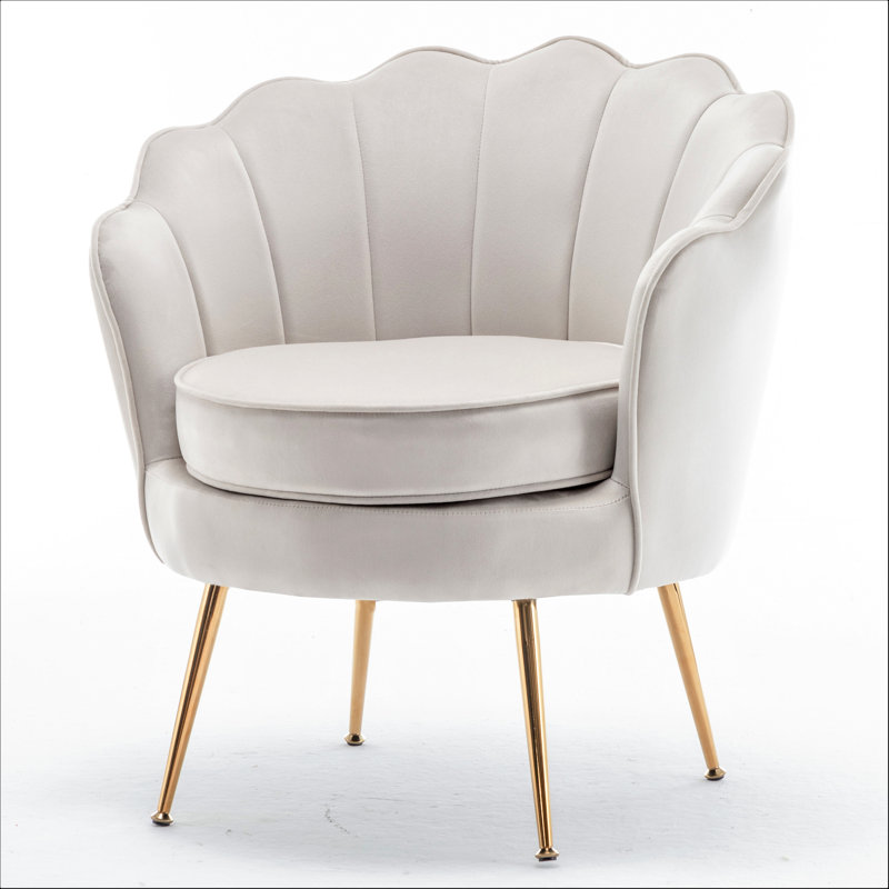 Elanora Velvet Barrel Chair, Ivory Velvet