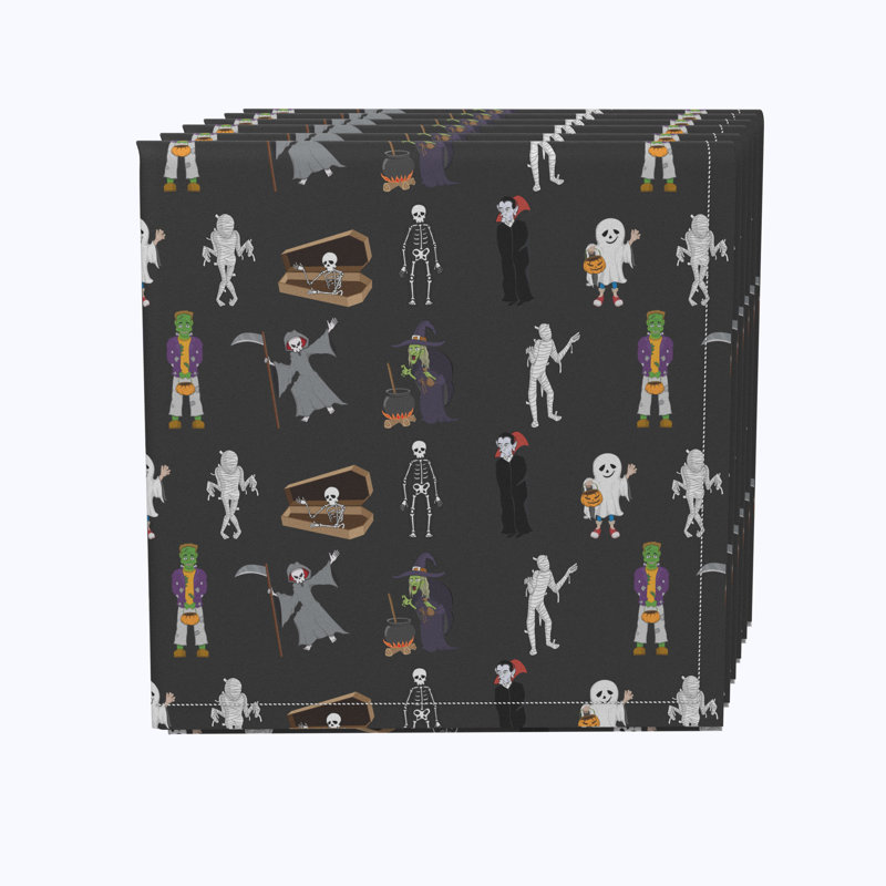 Polyester Floral Square Napkin, Halloween Usual Characters