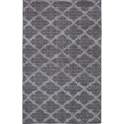 Tapis unique en laine noué à la main gris foncé de 5 pi 1 po x 7 pi 11 po Andiel