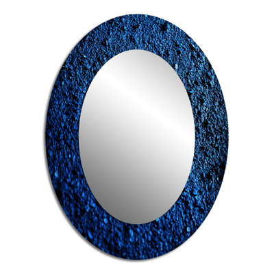 Abstract Euphoria Deep Blue Happiness - Large Oval Wall Mirror On Metal