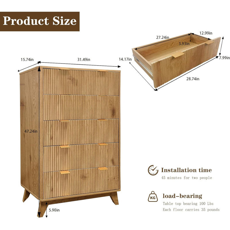 5 Drawer 80Cm W Chest
