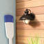 Applique murale d'extérieur à 1 lumière texturée noire H 1 po Mohnton en acier durable, abat-jour en verre bullé transparent, compatible avec les DEL, à utiliser pour la porte d'entrée de patio ou de garage-1259047186-1283520573