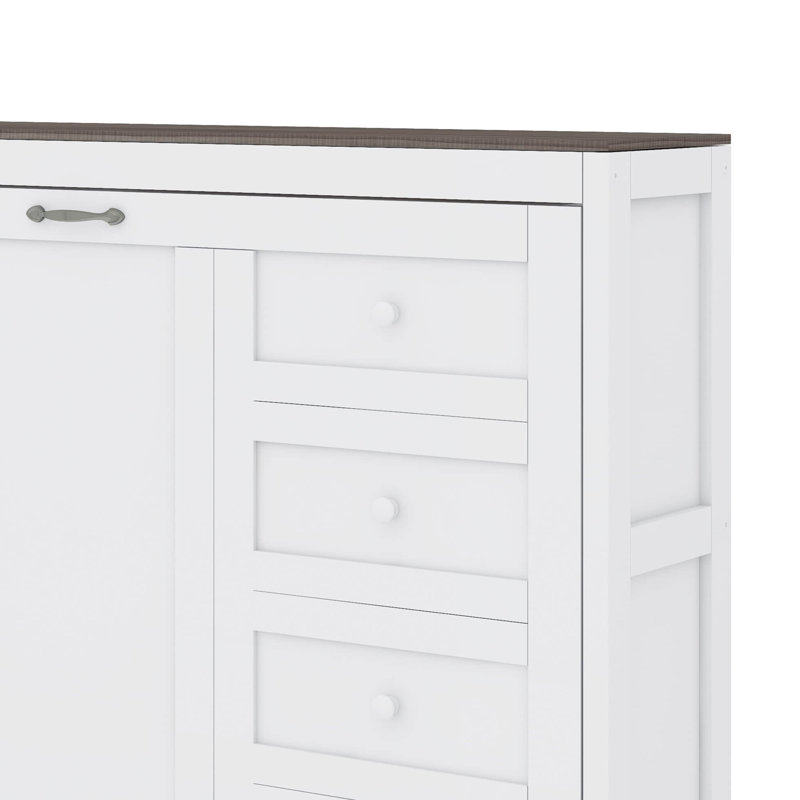 Lit escamotable simple avec lumière DEL intégrée, transformable en armoire, Blanc