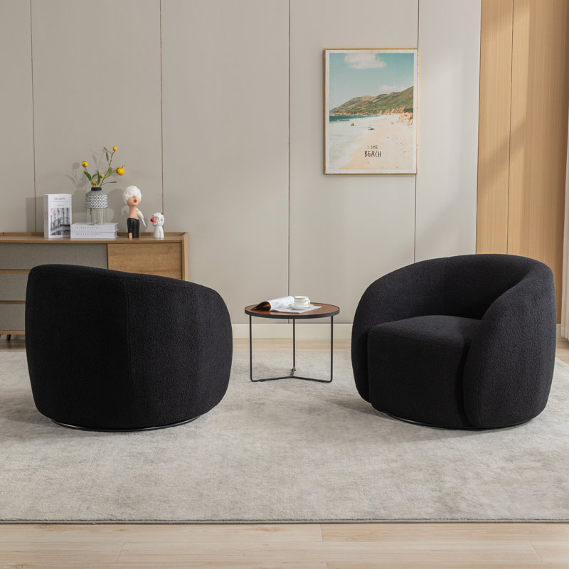 Fauteuil pivotant rembourré Katherline, Noir, noir, noir, noir
