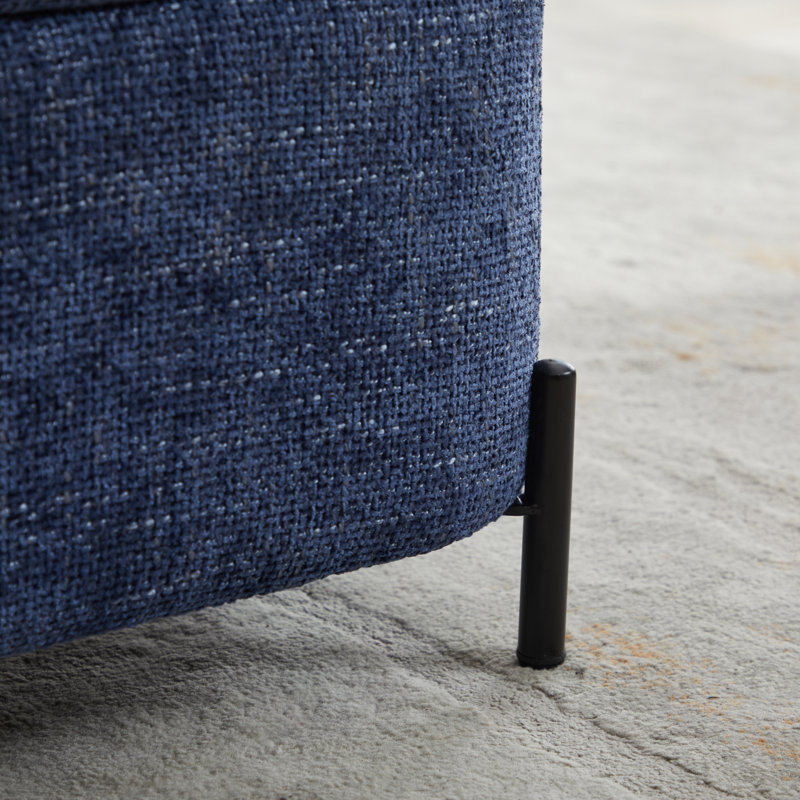 Fauteuil pivotant rembourré avec repose-pieds l 40,53 po, Chenille bleue marine