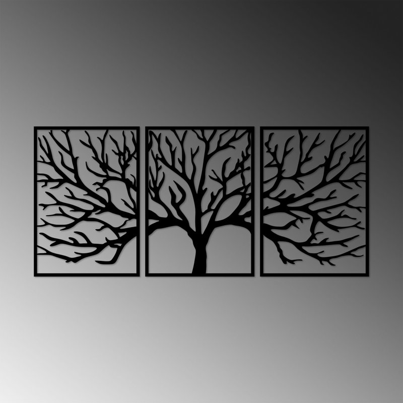 Stylish Decorative Metal Wall Accessory (3 Pieces), Black, 20.9 x 28.7 inches | 100% Metal Construction, Thickness: 0.06 inches | Easy Wall Mount Design, Perfect for Modern Home Décor & Artistic Touch