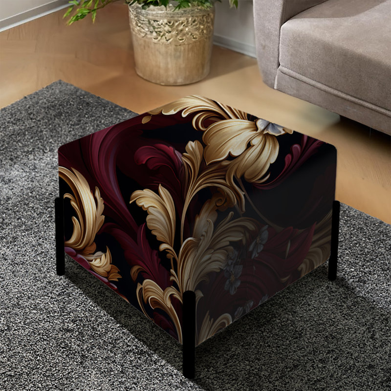 Opulent Royal Scrolls Victorian Pattern - Damask Square Ottoman