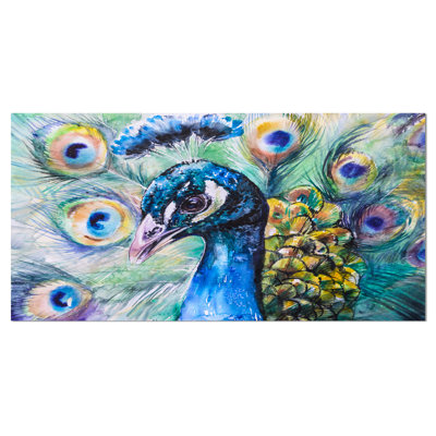 « magnifique peacock aquarelle », reproduction d’art sur toile tendue