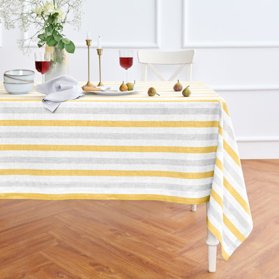 Sorrento Stripe - 100% Pure Linen Tablecloth