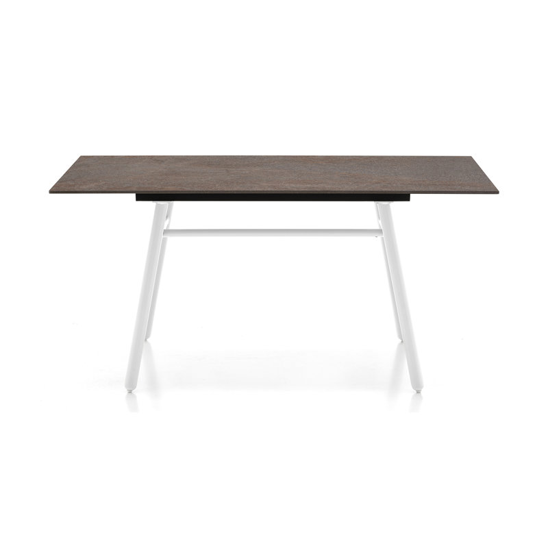 Yo! Outdoor Dining Table with Metal Legs, Porphyry Brown, Matt Optic White