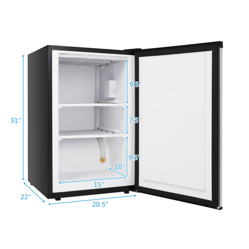 Congélateur vertical 3 pieds cubes en acier inoxydable