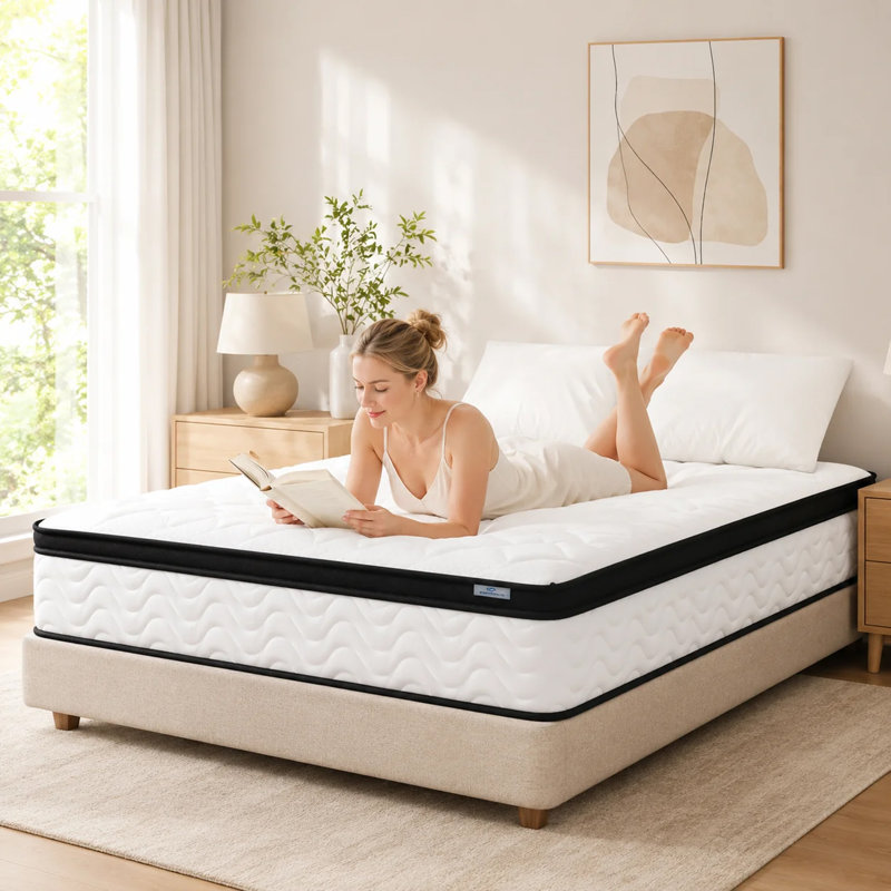 10 Inch Hybrid Mattress, Individually Pocketed Innerspring, Medium Firm, CertiPUR Memory Foam, Bed in a Box, Full, 10"