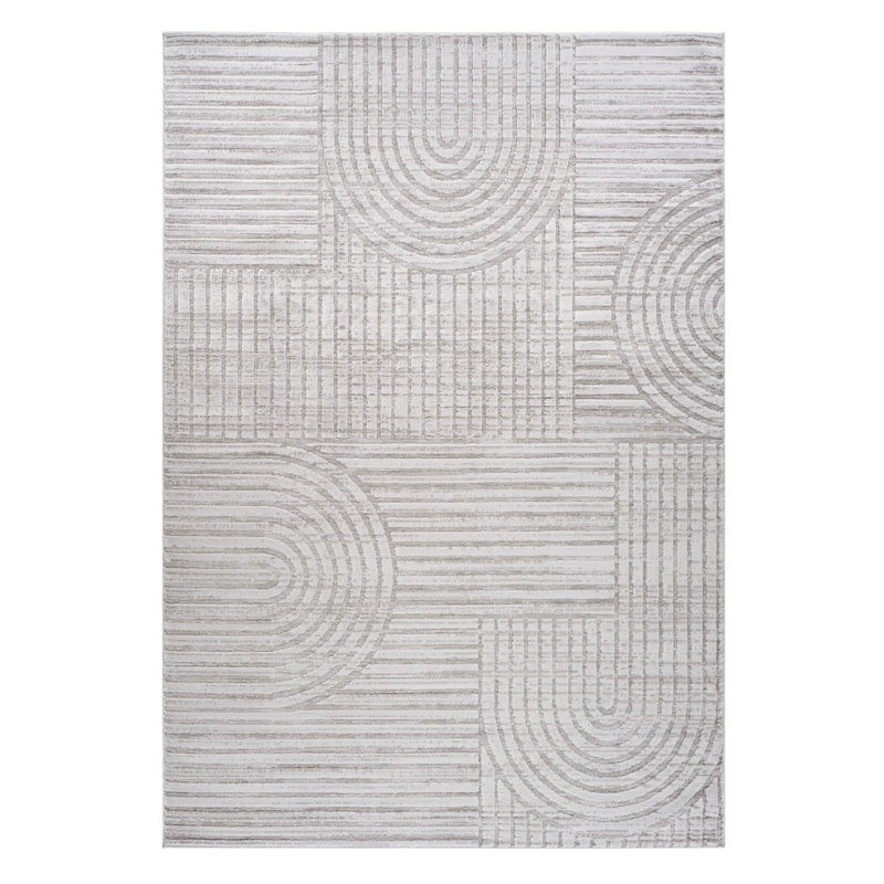 Tapis gris clair et ivoire délavé 5 pi x 8 pi
