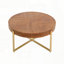 Table basse ronde avec pieds croisés et épissure à grain de bois - Bois de sapin