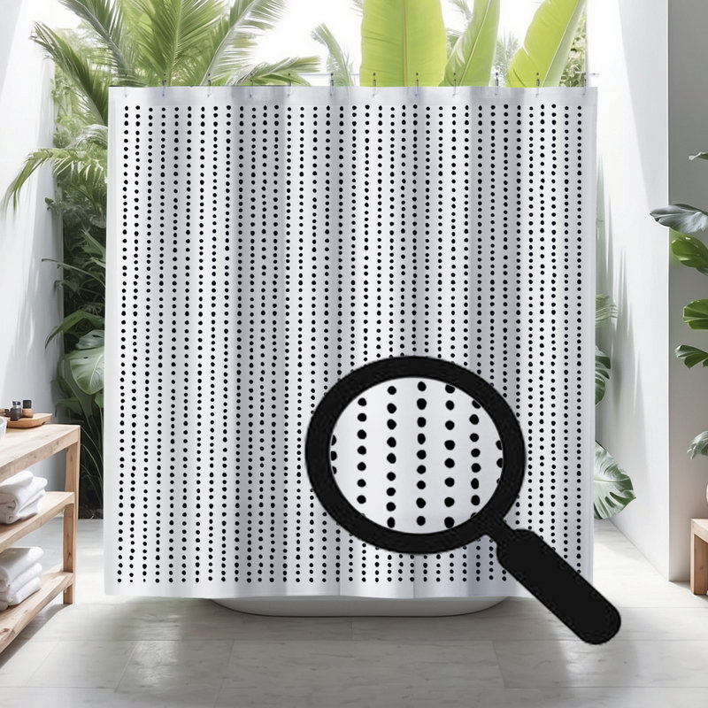 Thora Dots Mid-Century Shower Curtain, Black