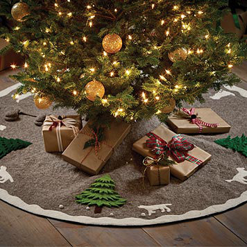 Handmade Christmas Tree Skirt, Gray, 72"